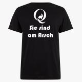 T-Shirt schwarz Rückseite Q - weiß