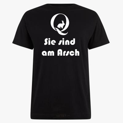 T-Shirt schwarz Rückseite Q - weiß